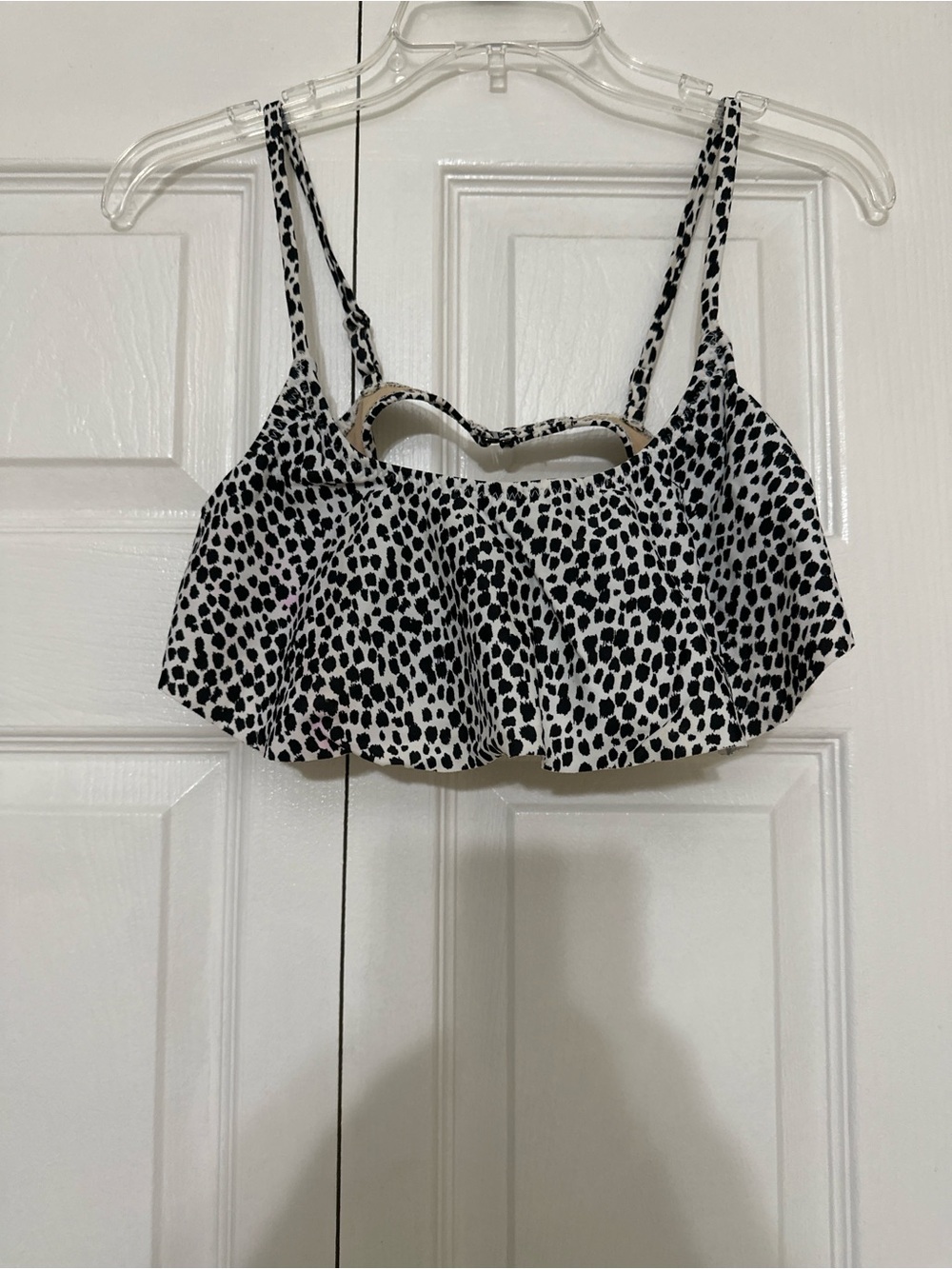 Dalmatian Print Ruffle Crop Top - Black & White